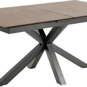 Spisebord Signature Bellona udtræksbord i rusten brun Lemco keramik på mat sort stel 168-210Ã90 cm